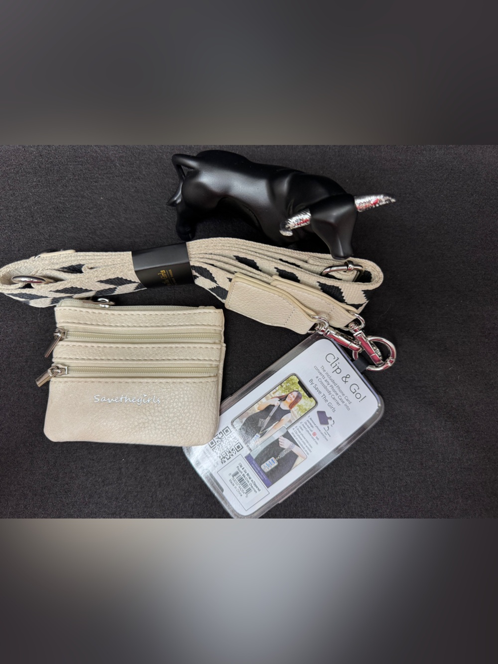 Save the Girls Clip & Go Crossbody Phone Strap with Zippered Pouch